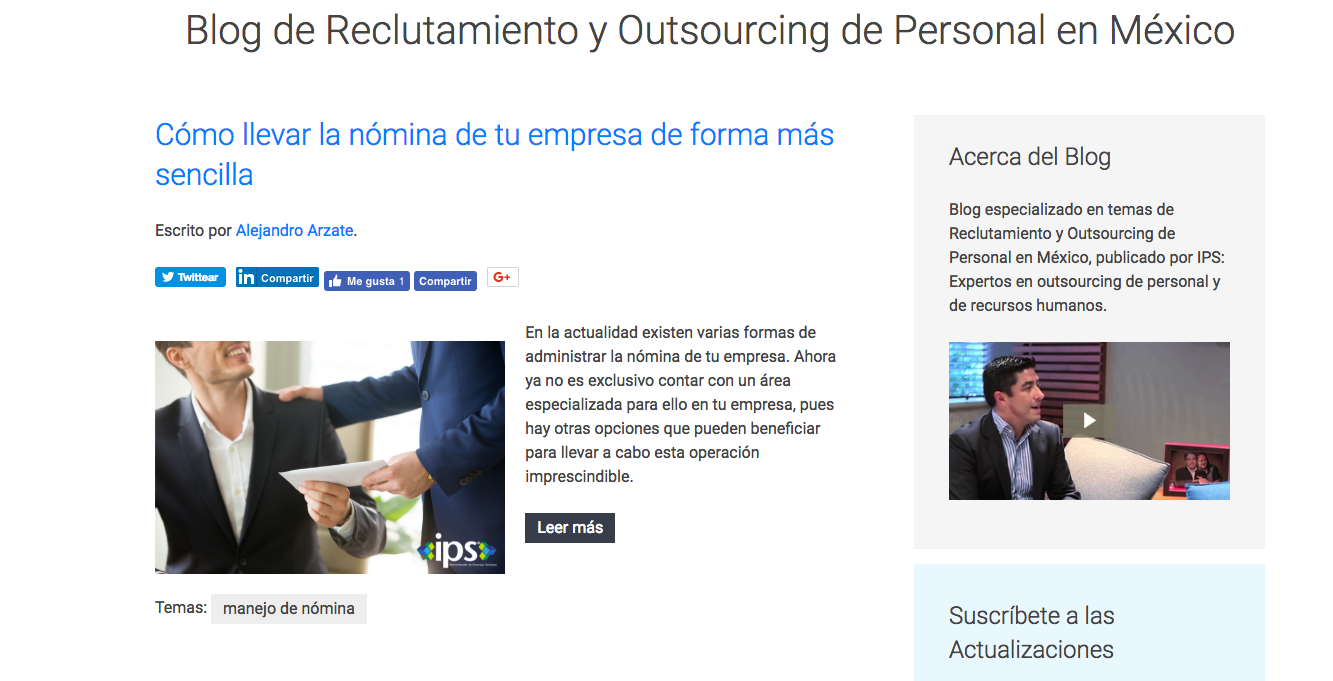 Blog de reclutamiento y outsourcing de personal en México IPS