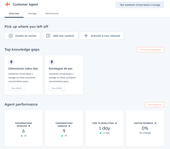 Ejemplo de Customer Agent HubSpot para WhatsApp