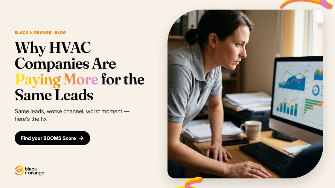 HVAC company owner reviewing rising paid search ad costs on a laptop dashboard