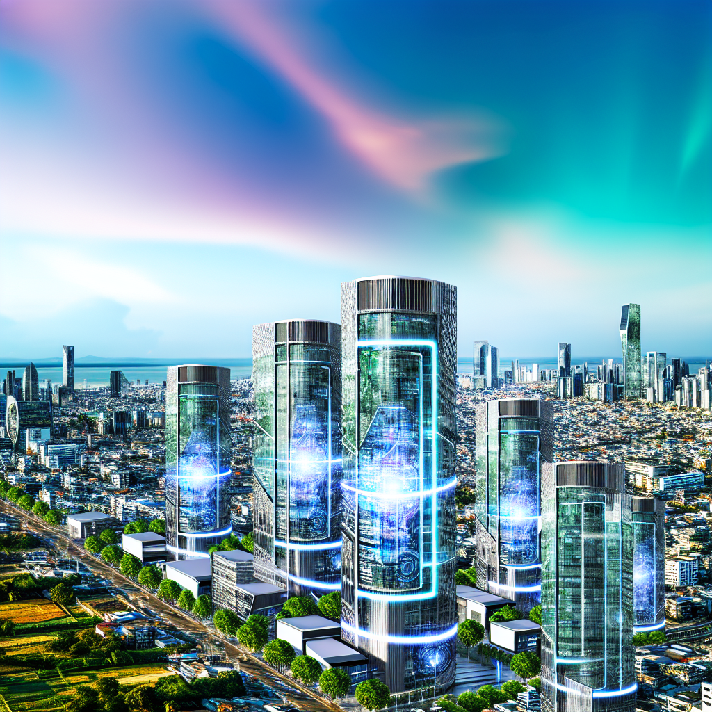 Una moderna y futurista ciudad con edificios intel