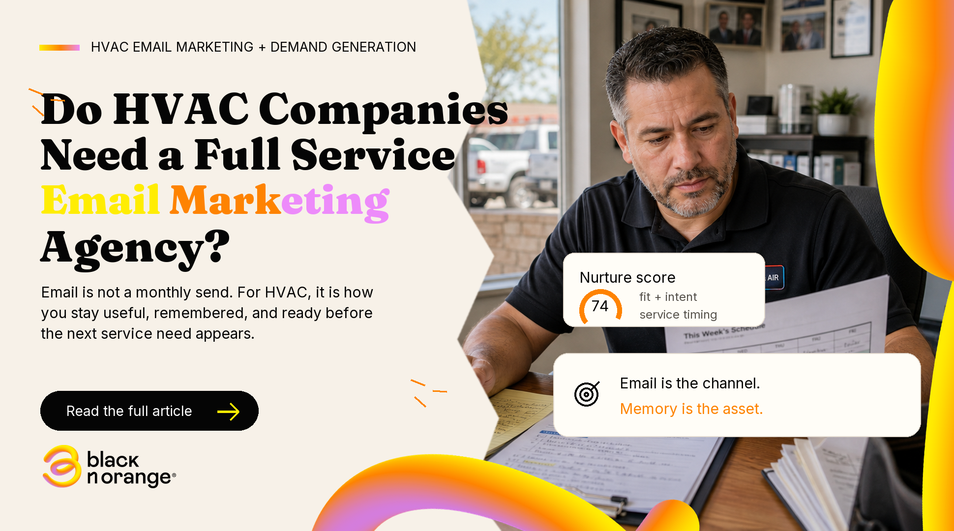 HVAC owner reviewing email marketing and customer retention signals
